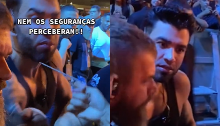 Fã rouba colar de Gusttavo Lima durante show;