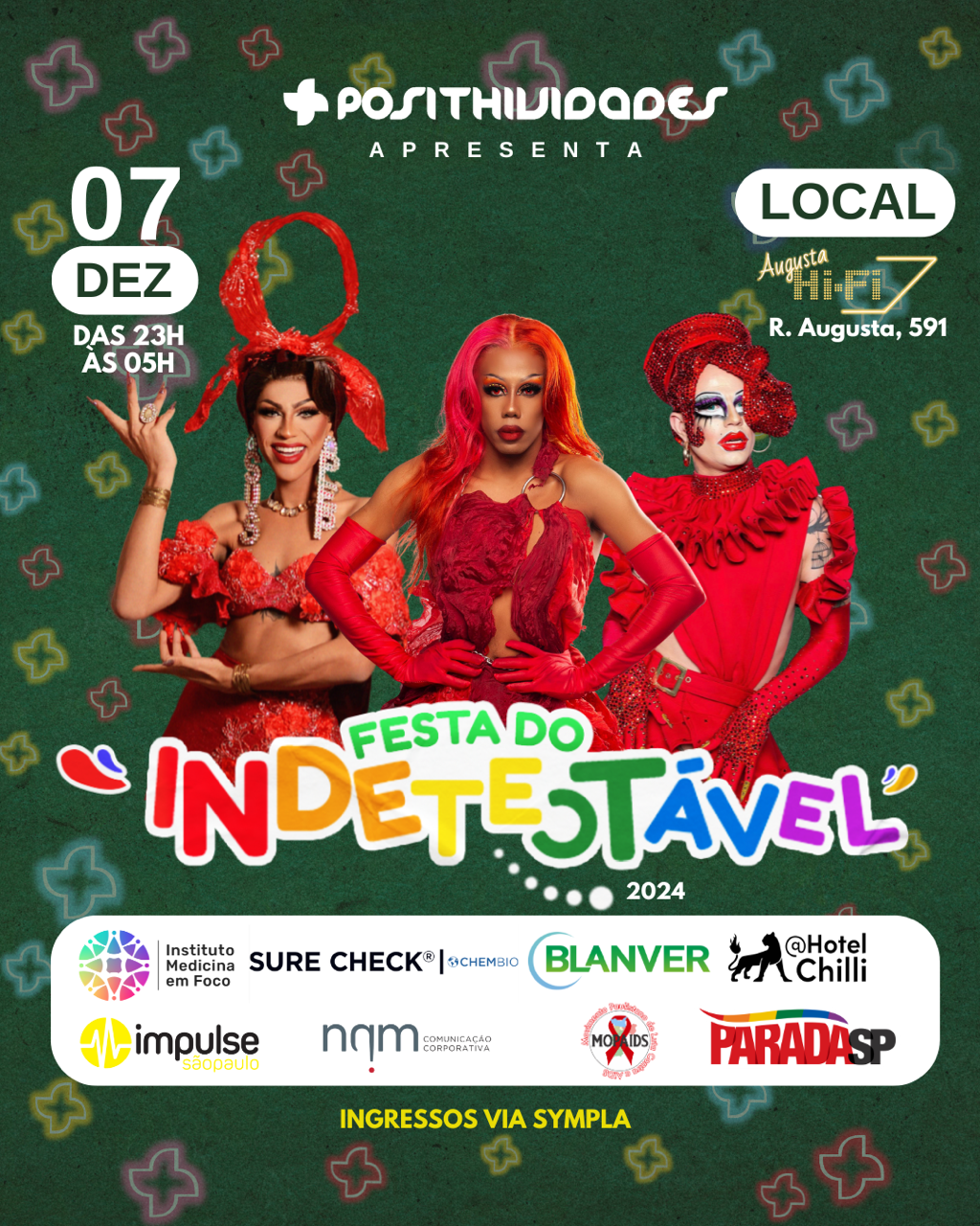 Posithividades promove a Festa do Indetectável 2024 dia 7 de dezembro