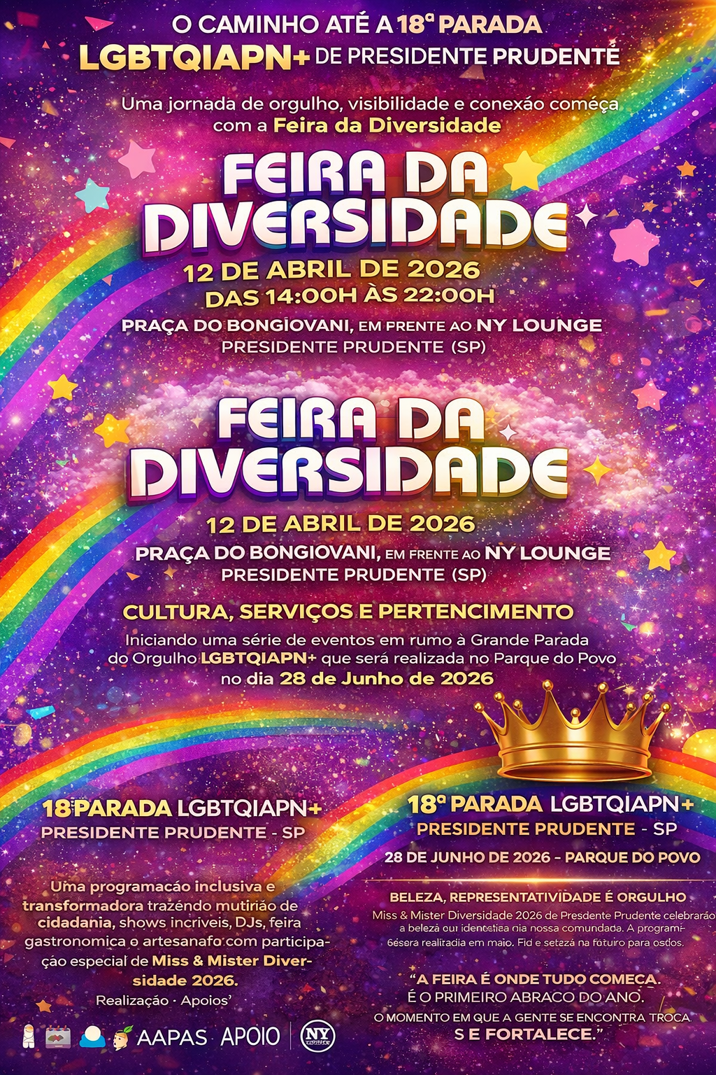 Feira da Diversidade abre programação e dá início à agenda LGBTQIAPN+ em Presidente Prudente