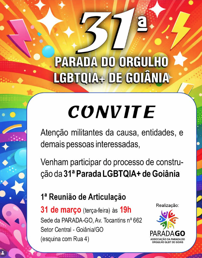 #ParadaLGBTGoiania #OrgulhoLGBT #MilitanciaGoiânia #31ParadaLGBT #GoiâniaColorida #ConstruçãoColetiva