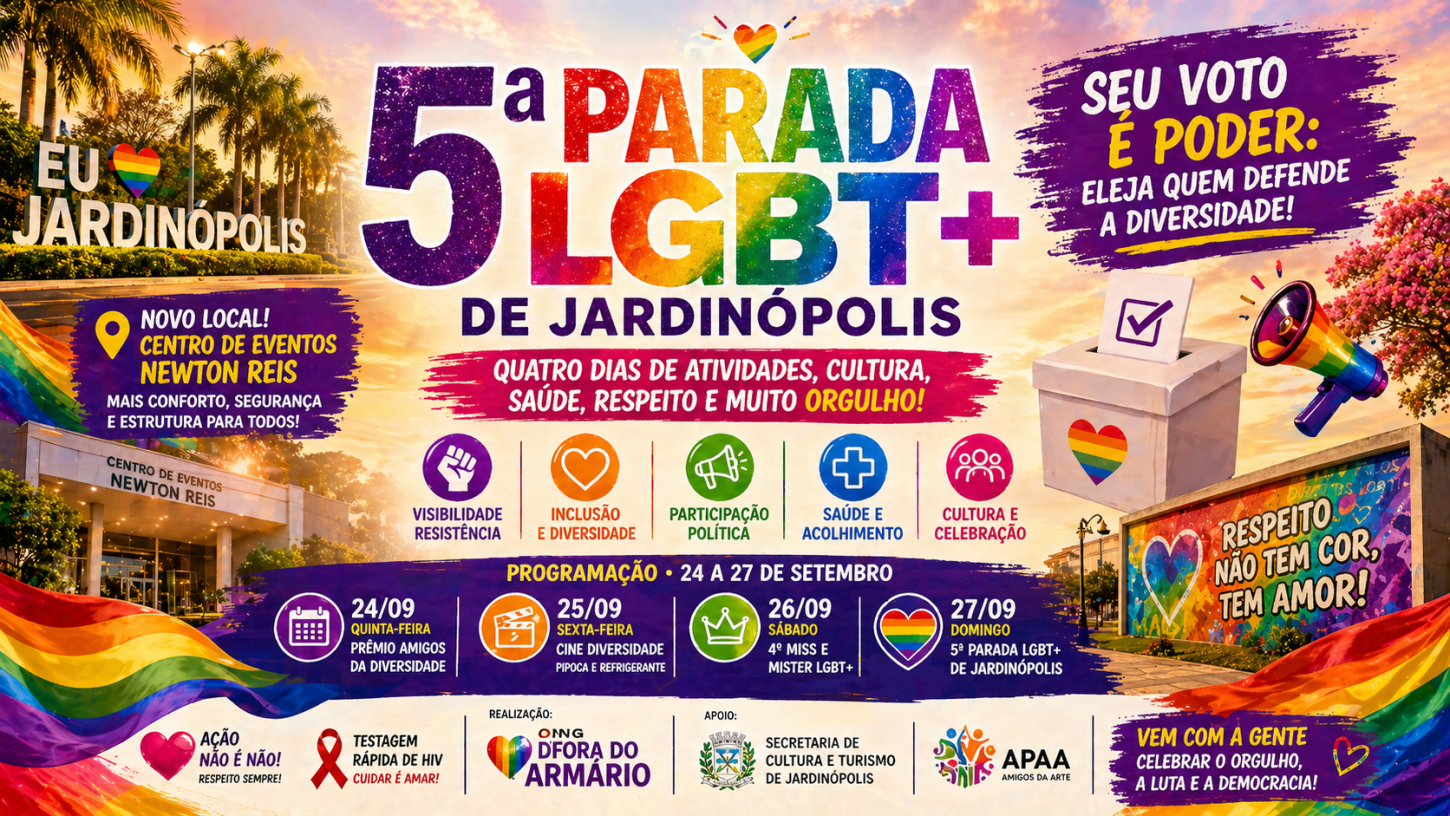5ª Parada LGBT+ de Jardinópolis amplia programação, ganha nova estrutura e reforça debate político sobre diversidade