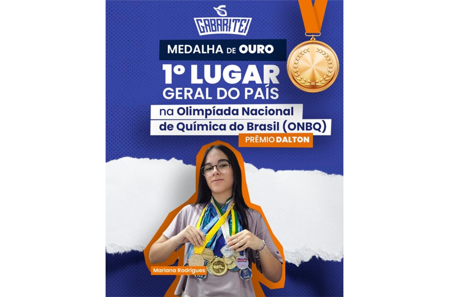 Aluna do Gabarito Educação conquista 1º lugar do Brasil na Olimpíada Nacional de Química e recebe Prêmio Dalton
