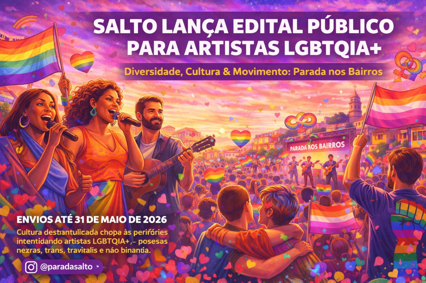 Salto (SP) abre chamamento para artistas LGBTQIA+ e fortalece circuito cultural nas periferias