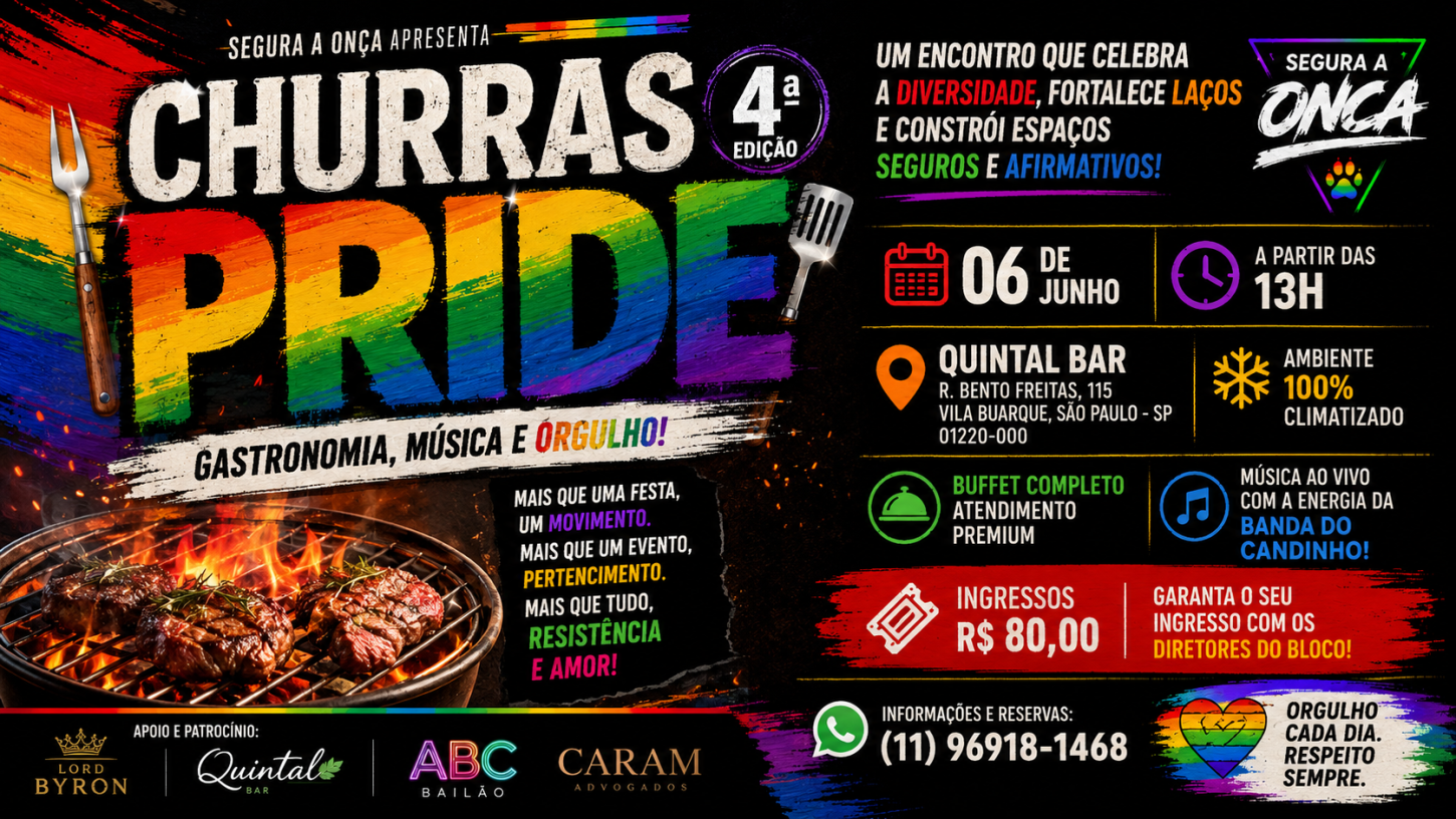 “Churras Pride” consolida tradição e amplia visibilidade LGBTQIA+ com quarta edição do Segura a Onça