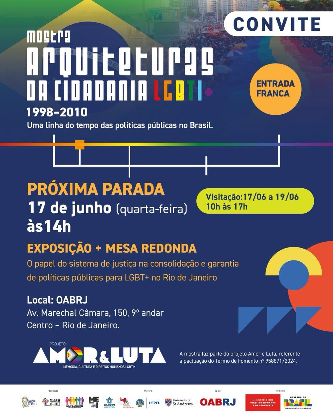 Mostra “Arquiteturas da Cidadania LGBT+” chega ao Rio de Janeiro com exposição e debate sobre políticas públicas