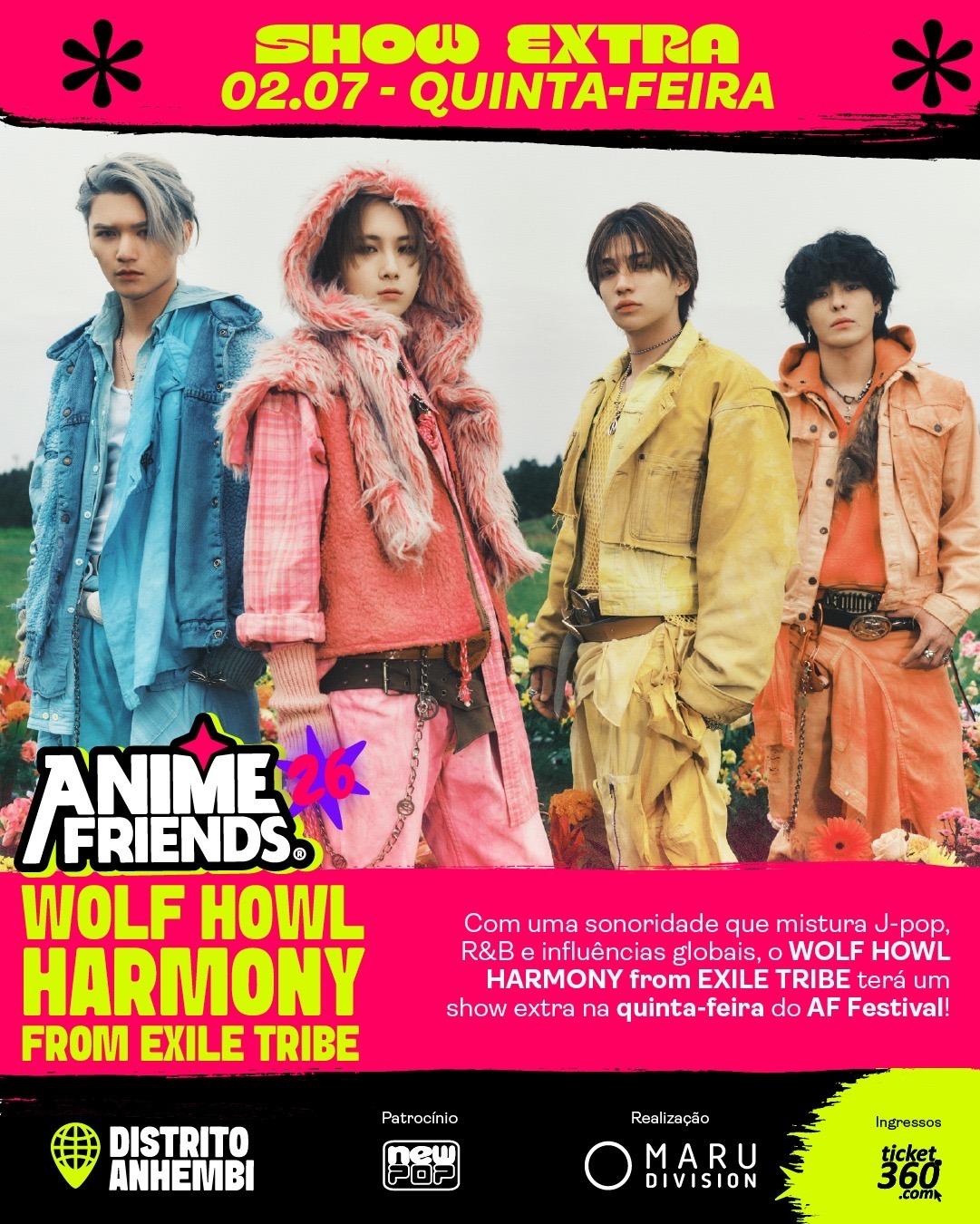 WOLF HOWL HARMONY fará sua estreia no Brasil com duas apresentações no Anime Friends 2026