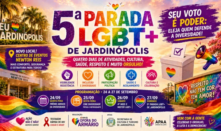 5ª Parada LGBT+ de Jardinópolis amplia programação, ganha nova estrutura e reforça debate político sobre diversidade