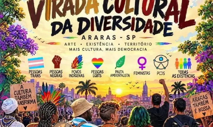 A primeira edição da Virada Cultural LGBTQIAPN+ de Araras rola hoje com uma programação imperdível!