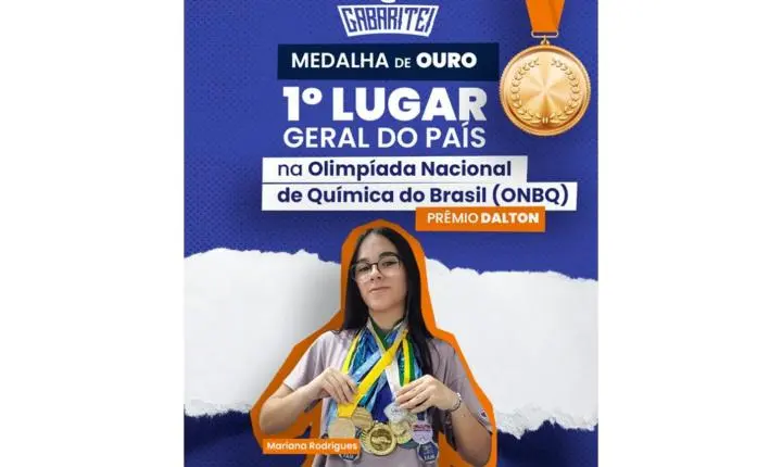 Aluna do Gabarito Educação conquista 1º lugar do Brasil na Olimpíada Nacional de Química e recebe Prêmio Dalton
