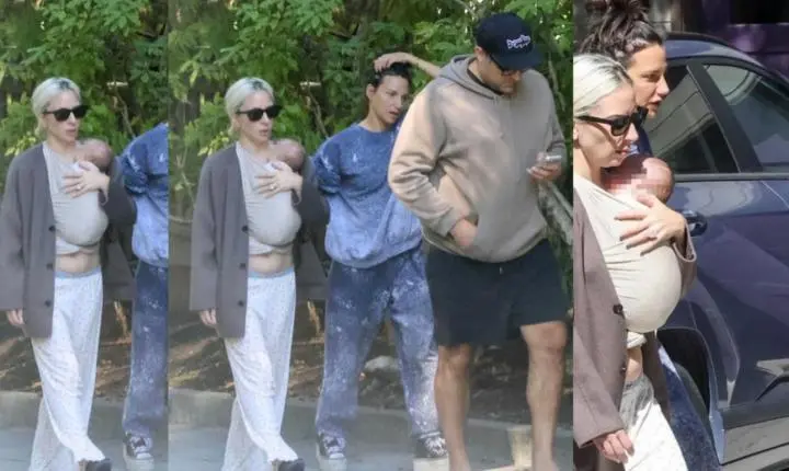 Lady Gaga aparece pela primeira vez com bebê no colo após notícias de que deu à luz em segredo